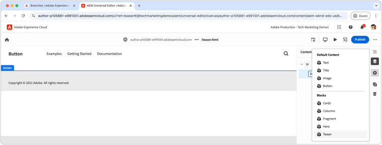 Universell redigerare - Lägg till block