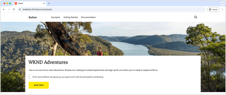 Lokal utvecklingsförhandsgranskning av teaser med CSS och JS