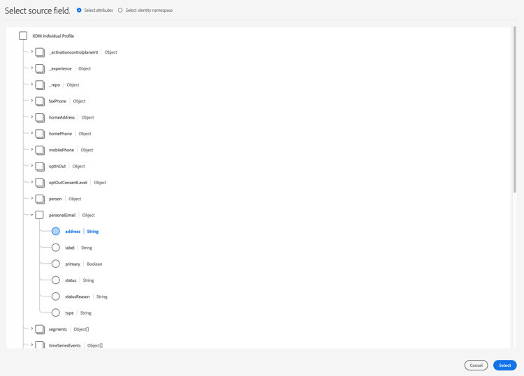 Braze Destination Mapping Source Attribute