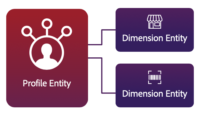 En infografik som visar att en profilentitet består av dimensionsenheter.