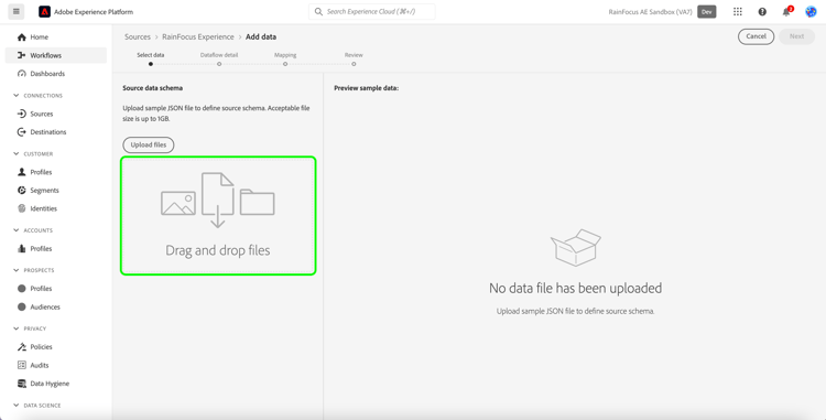 Det valda datagrycket i källarbetsflödet.