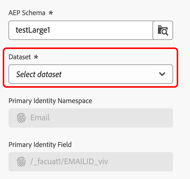Avsnittet Välj datauppsättning är markerat.