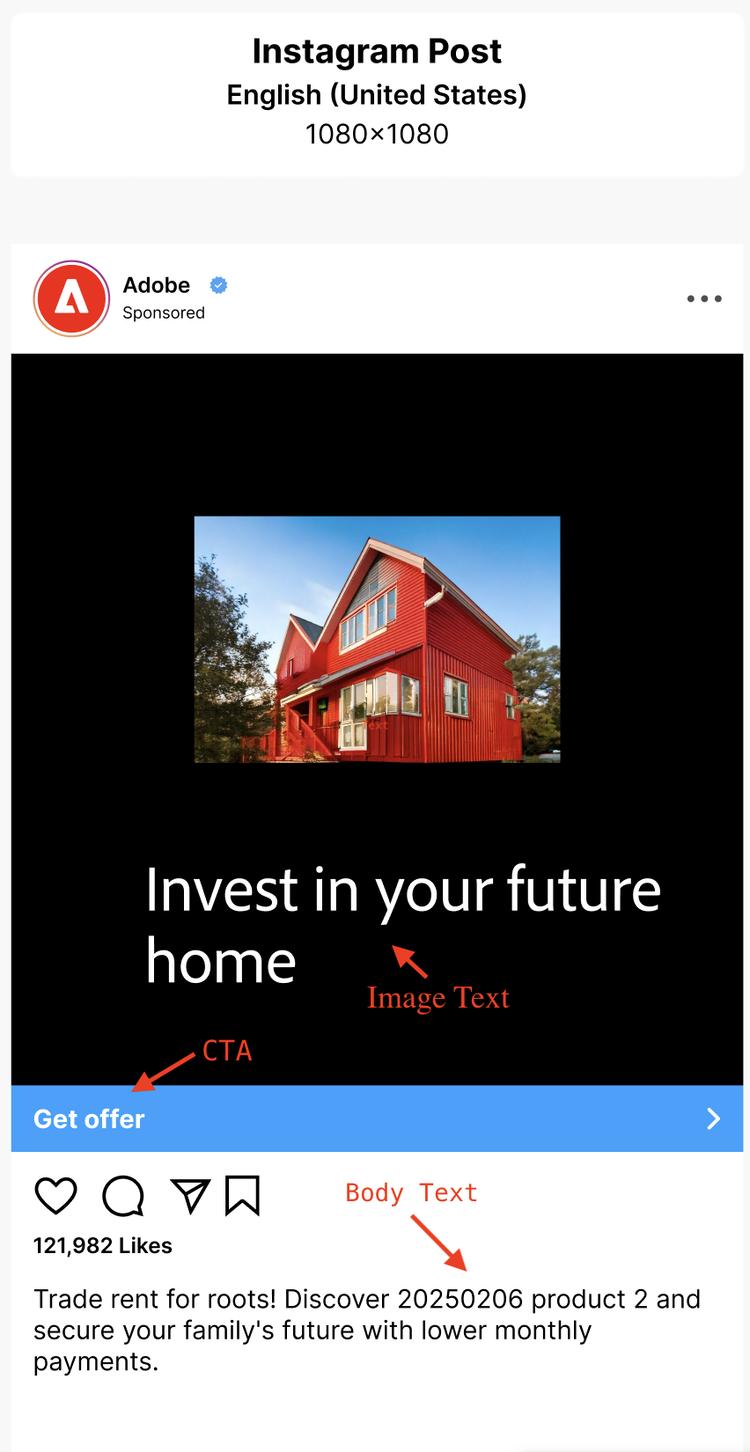 Ett Instagram-inlägg med fältroller har angetts