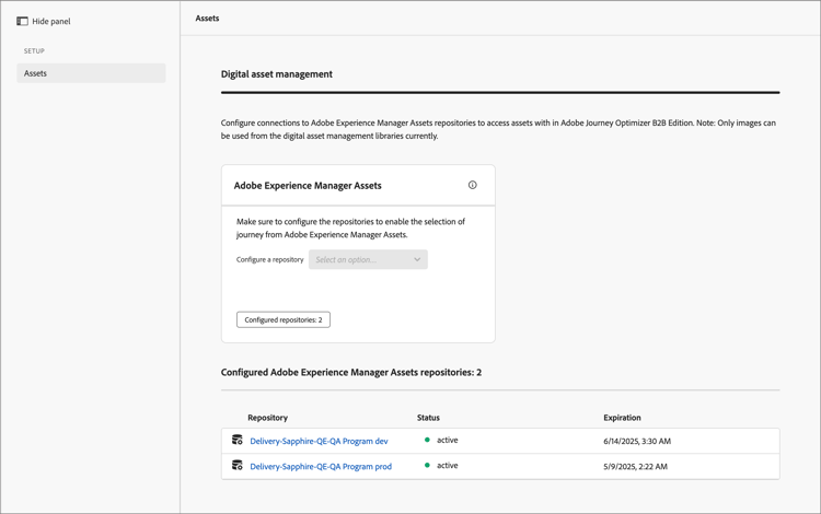 Granska de konfigurerade AEM resursdatabaserna