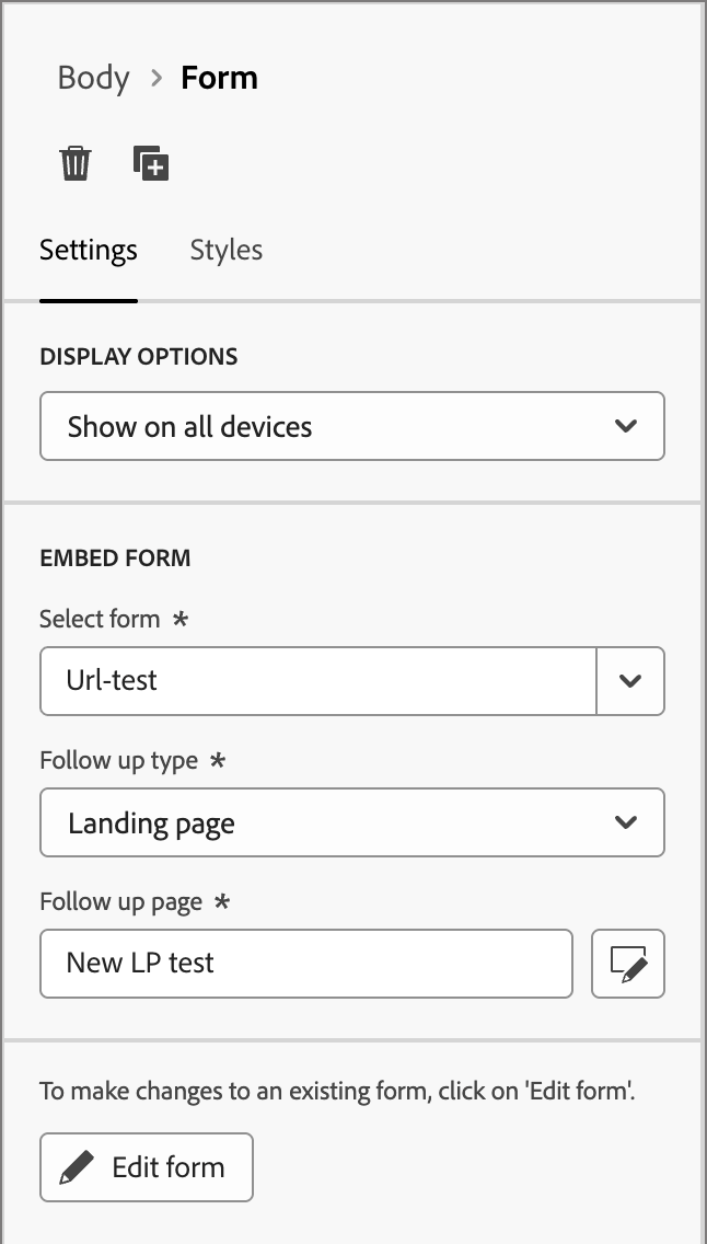 Ändra uppföljningsinställningen