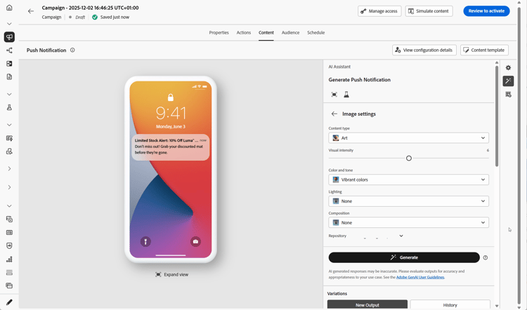 AI Assistant-bildgenerering för push