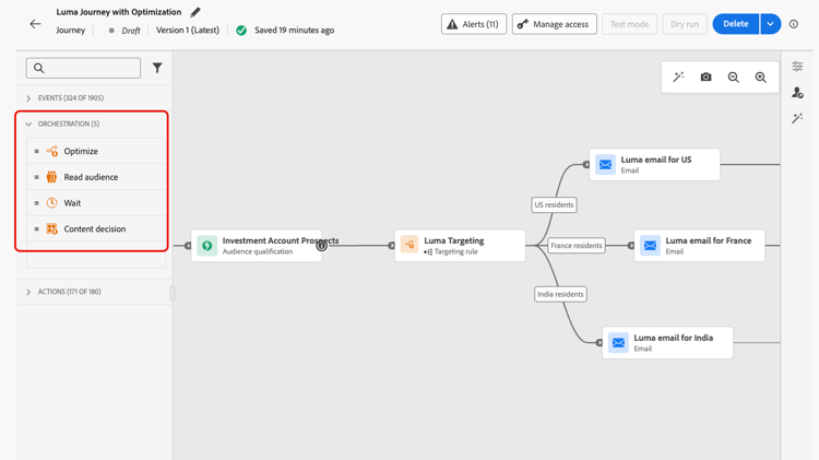 Paletten Orchestration-aktiviteter i resedesignern