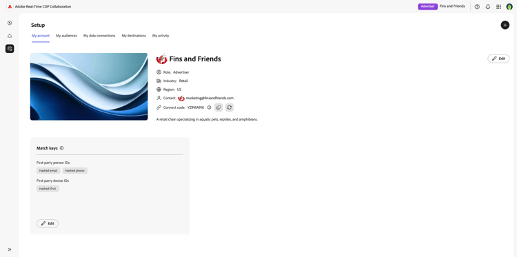 Installationsarbetsytan visar ett konfigurerat konto.