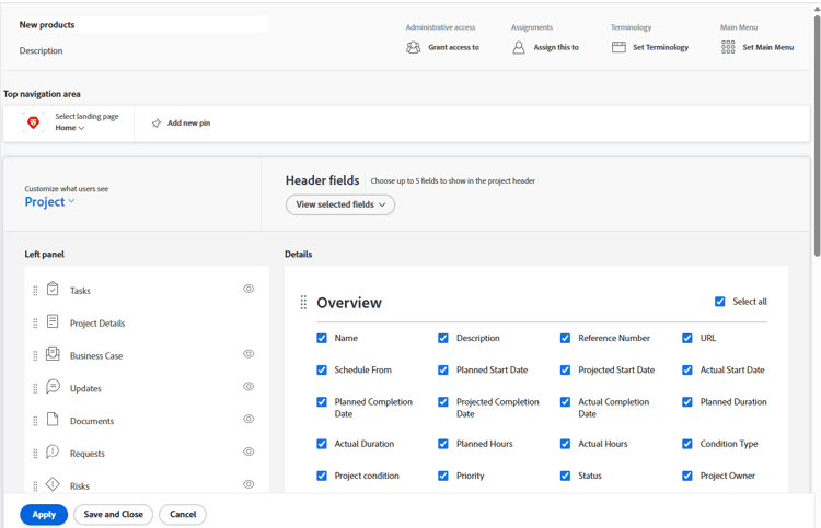 Vyn Detaljer i layoutmallen