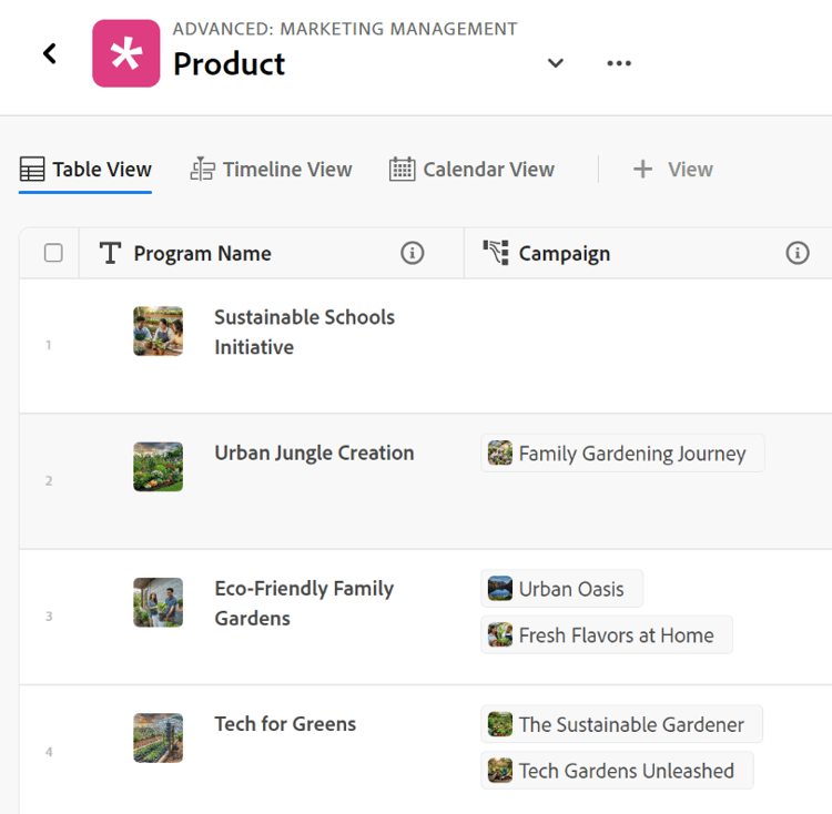 Exempel på relationsfält för kampanjinformation från produktpostregister