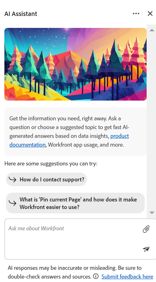 AI-assistentpanelen med tom kommandoruta