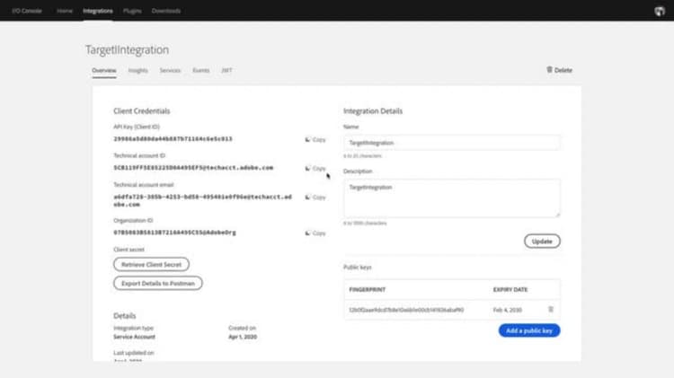 Integrera Target med Adobe Developer Console