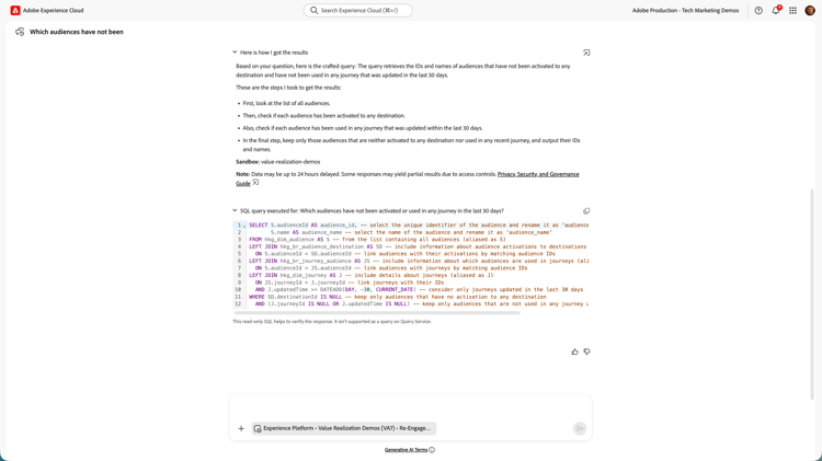 Skärmbild av SQL-fråga