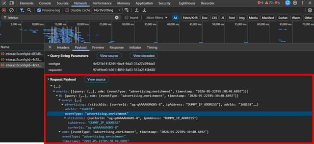 浏览跟踪有效负载验证示例