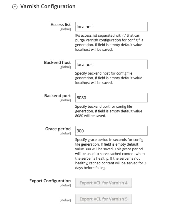 将Commerce配置为在管理员中使用Varnish