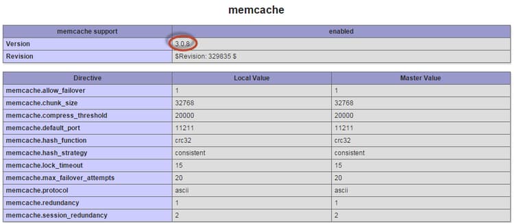 确认Web服务器可识别memcached