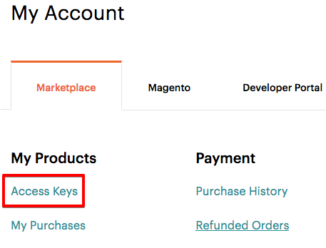 在Commerce Marketplace上获取安全访问密钥