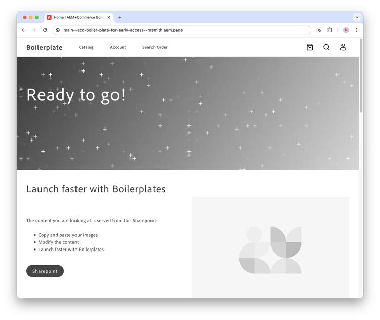ACO storefront site with boilerplate