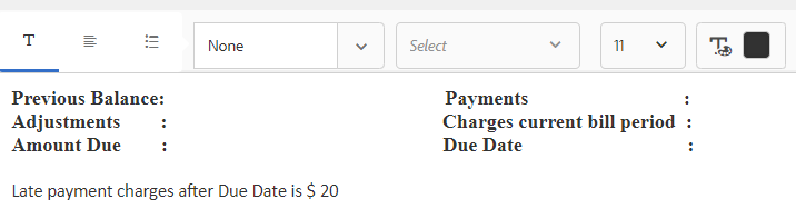 帐单摘要静态文本
