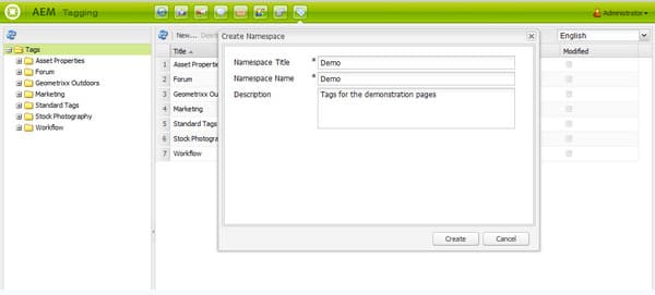 正在创建命名空间对话框