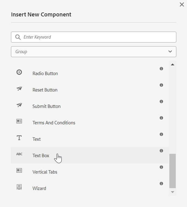 插入新组件对话框