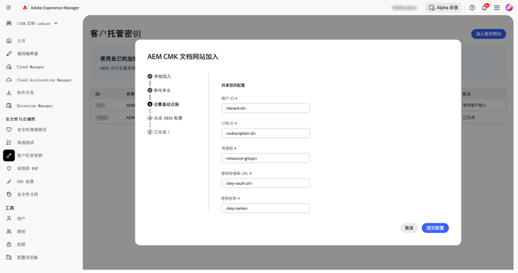 在 UI 中填写信息