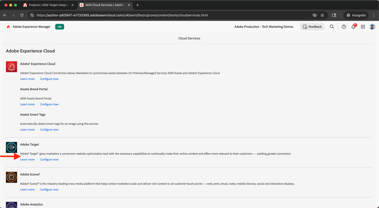 配置Adobe Target旧版