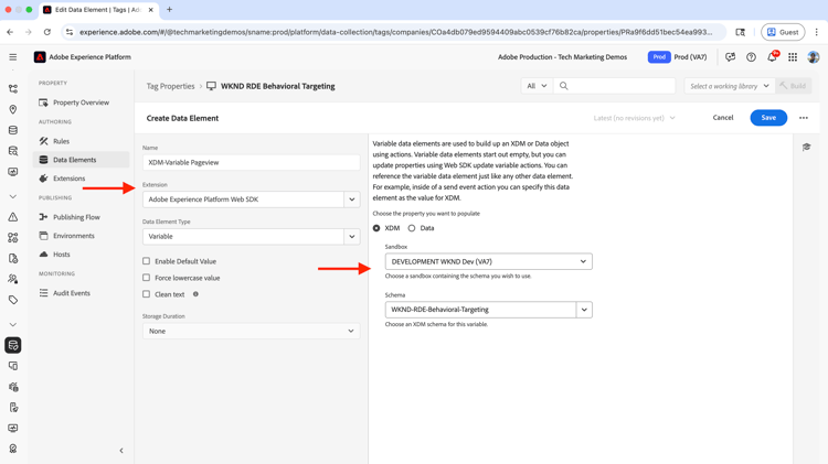 创建XDM变量页面视图