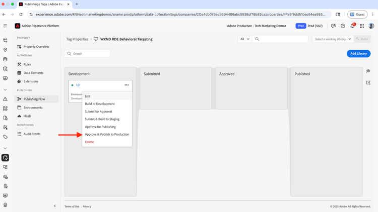 批准并发布到生产环境