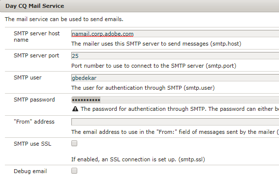 配置Day CQ邮件服务