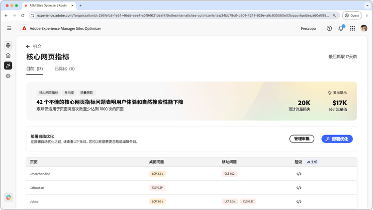 Core Web Vitals 机会