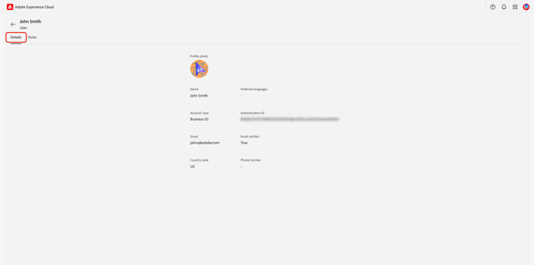 用户的详细信息工作区。