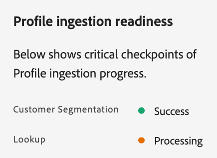 显示配置文件摄取准备情况气泡。