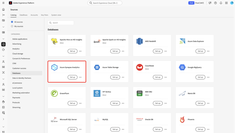 已选择“Azure Synapse Analytics”的源目录。