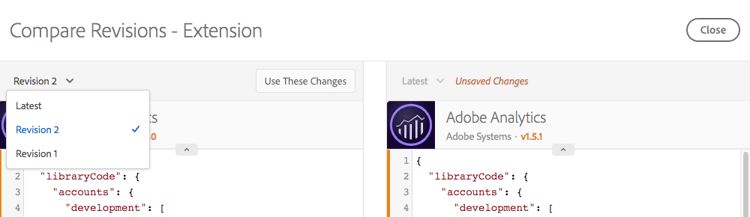比较 Analytics 扩展的版本