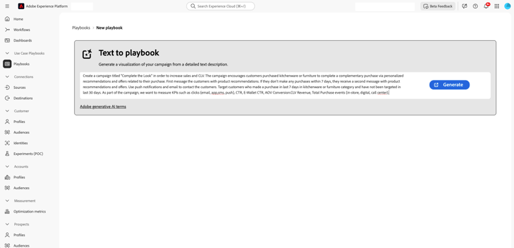在文本输入框中输入长提示以生成行动手册的示例。