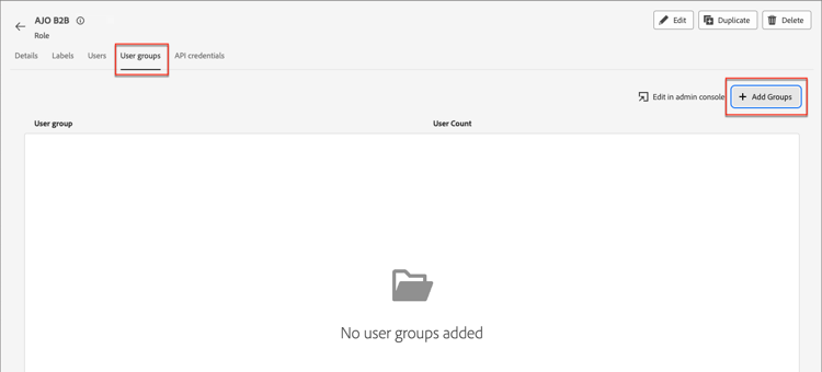 User Management | Adobe Journey Optimizer B2B Edition