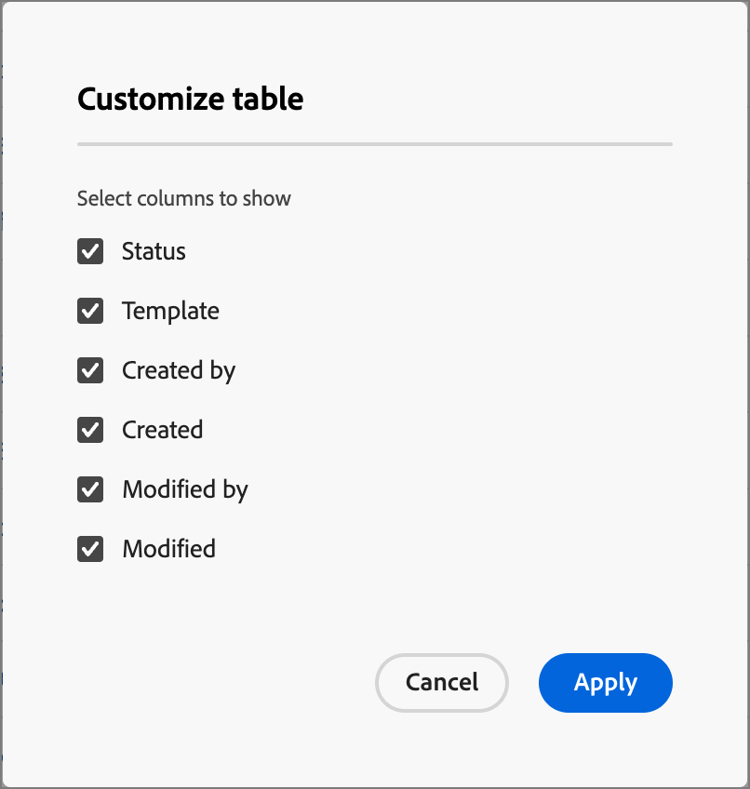 选择要显示的列