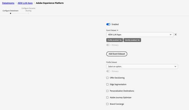 Adobe Experience Platform服务 — 选定事件数据集并清除其他选项