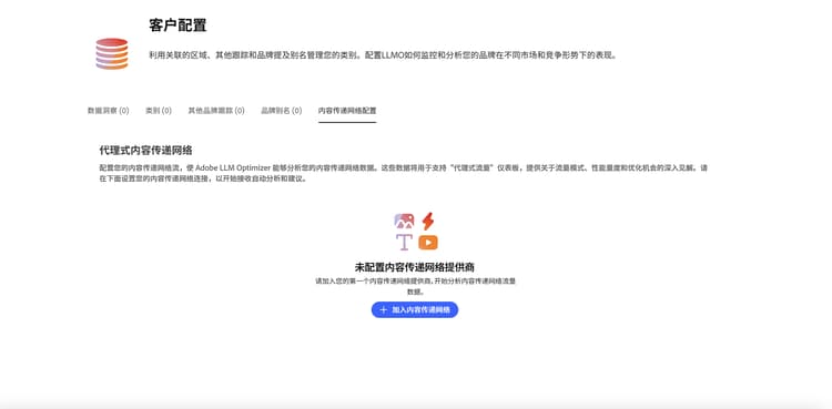 内容传递网络配置选项卡