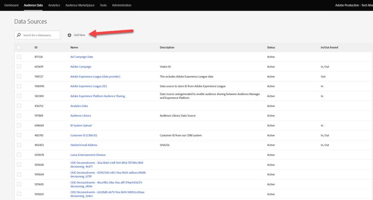 Adobe Experience Platform Audience Manager数据源
