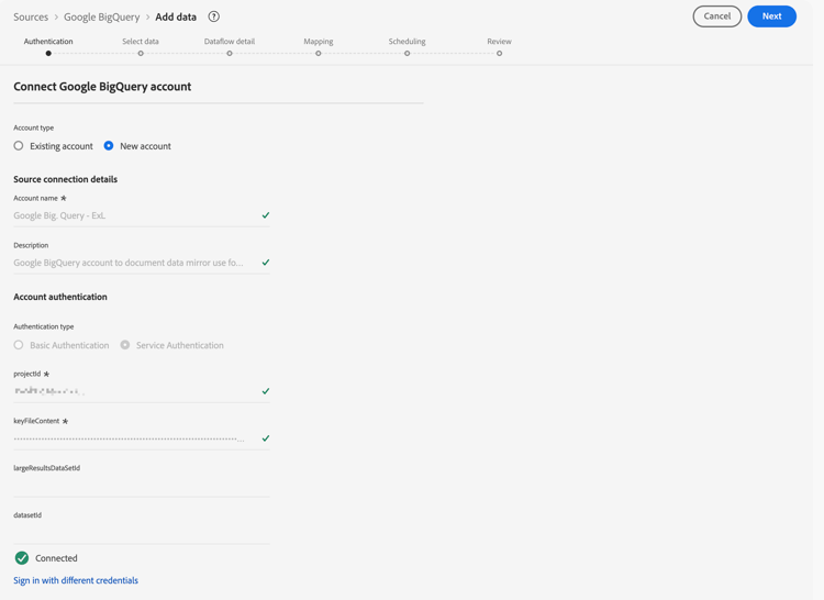 Google BigQuery — 驗證