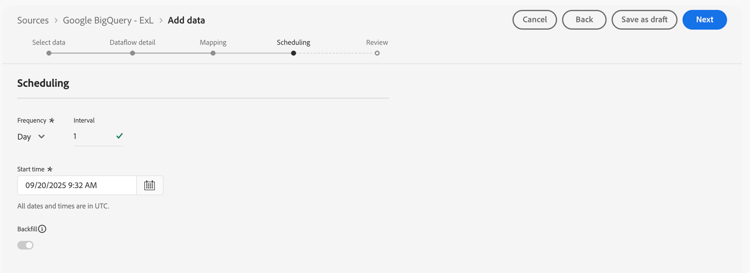 Experience Platform - Source Connector — 正在排程