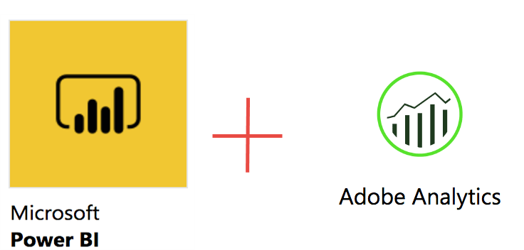 Microsoft Power BI 圖示加上 Adobe Analytics 圖示的圖表。