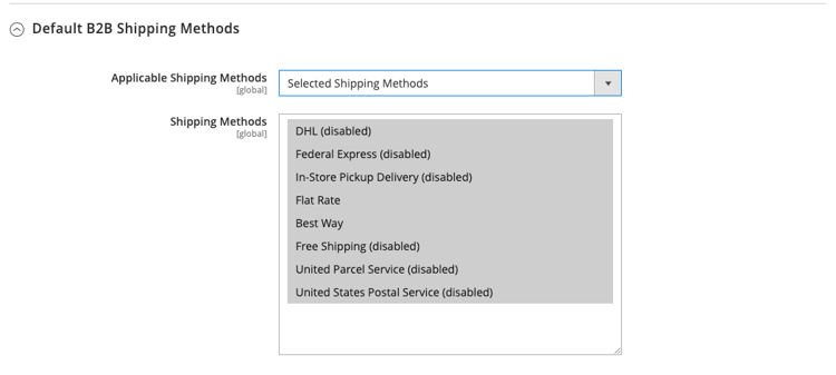 B2B設定 — 預設送貨方法