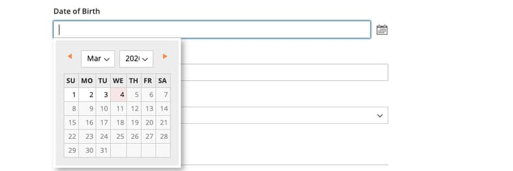 客戶登錄檔單中的出生日期