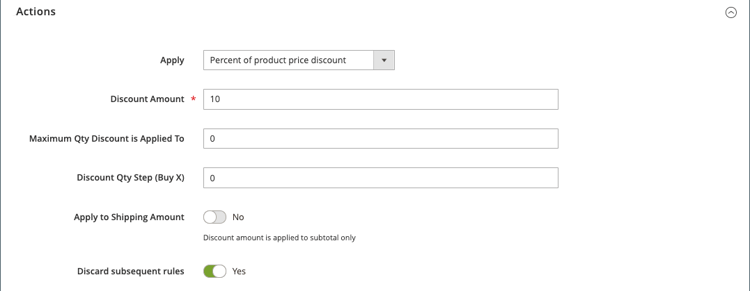 購物車價格規則動作