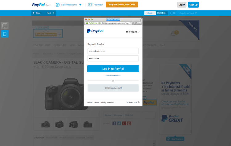 PayPal in-context簽出示範