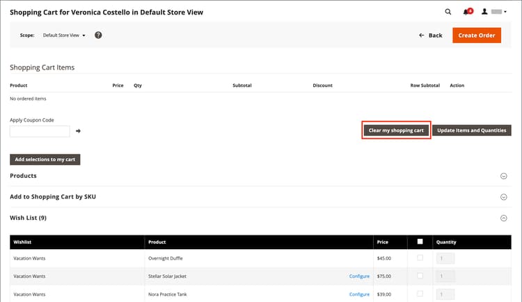 清除我的購物車