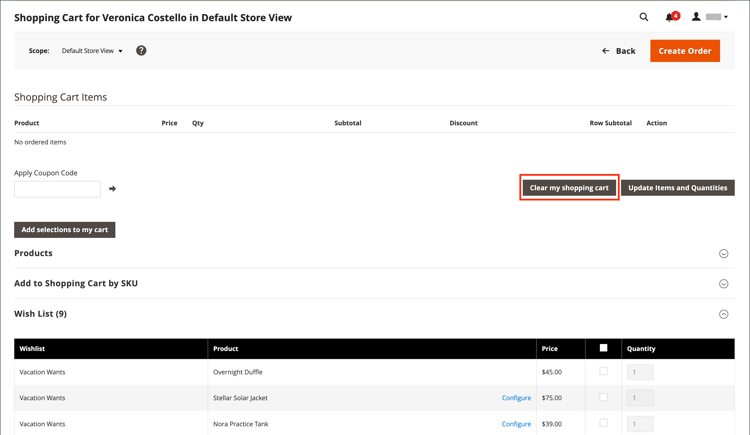 清除我的購物車